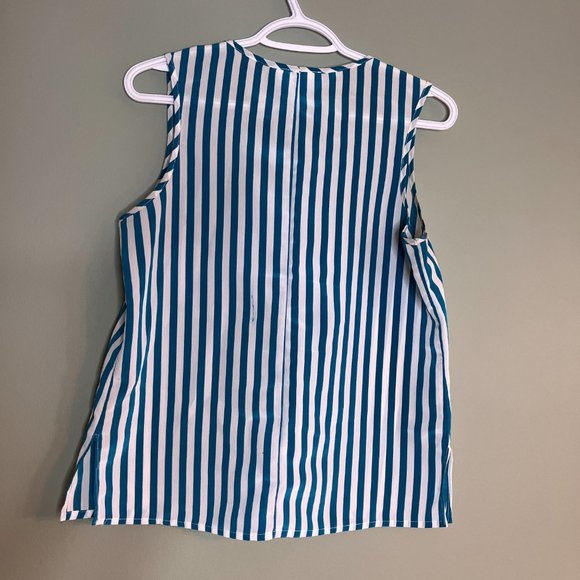 CIMONE Vintage Teal and White Stripe Blouse Loose fitting. Size Small - Picture 5 of 7